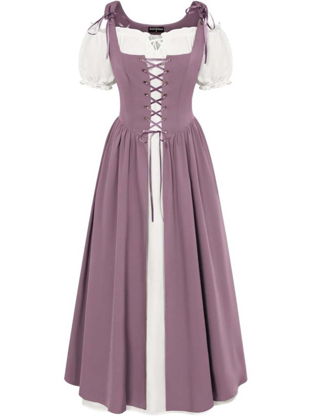 Women Light Purple Renaissance Pirate Medieval Dress Witch Halloween Costume Set